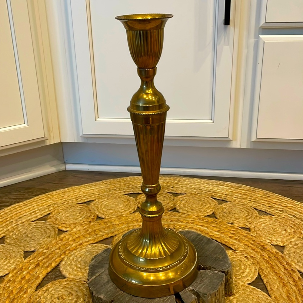 Antique Solid Brass Candlestick Holder